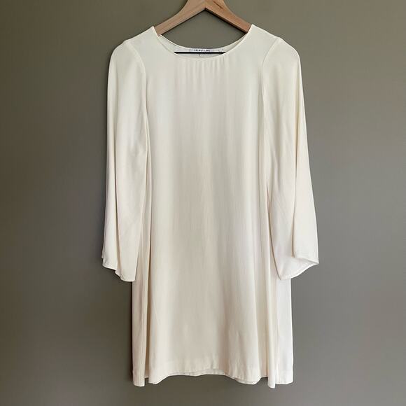Helmut Lang Long Sleeve Crepe Shift Dress Ivory Cream Size Small Chic Clean Girl - Picture 3 of 16